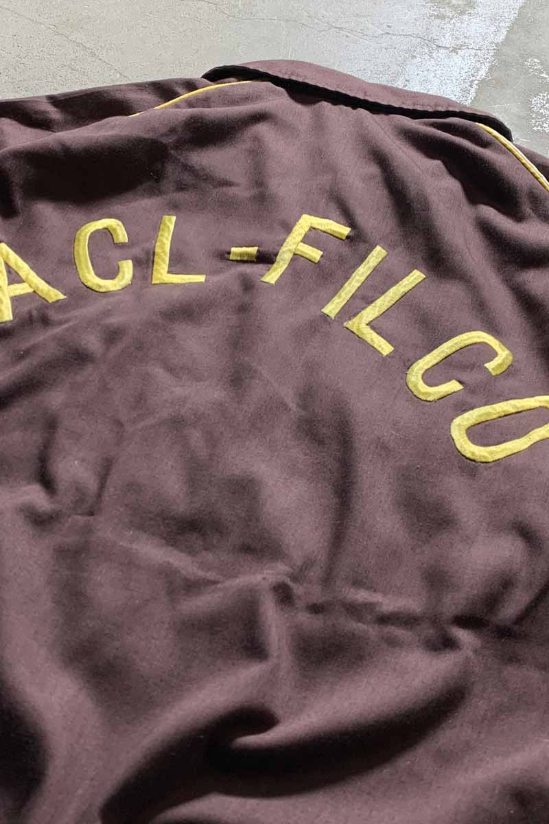 70'S S/S BOWLING SHIRT / BROWN [SIZE:L USED]