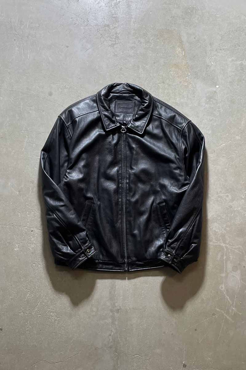 ZIP UP LEATHER JACKET / BLACK [SIZE: XL USED]