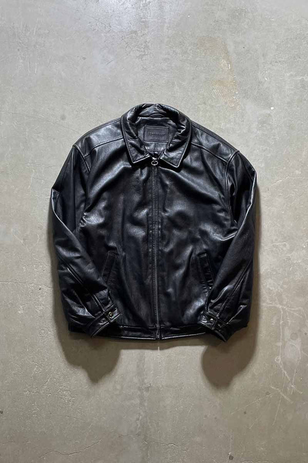 ZIP UP LEATHER JACKET / BLACK [SIZE: XL USED]