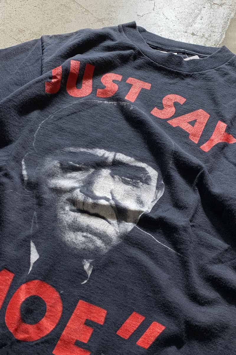 MADE IN USA 80'S THE THREE STOOGES JUST SAY MOE PRINT MOVIE T-SHIRT / BLACK [SIZE: L USED]