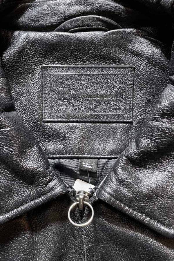 ZIP UP LEATHER JACKET / BLACK [SIZE: XL USED]