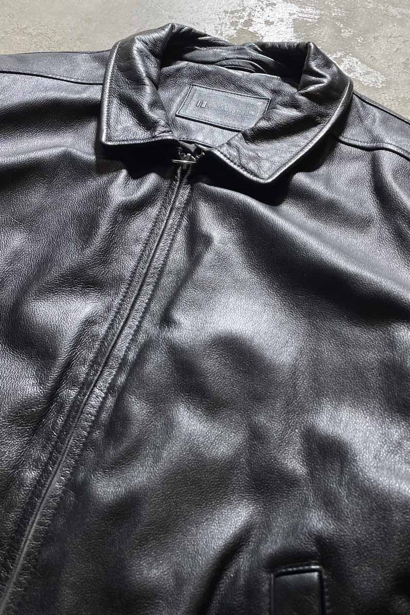 ZIP UP LEATHER JACKET / BLACK [SIZE: XL USED]