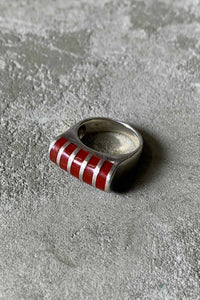 925 SILVER RING W/RED ENAMEL [SIZE: 12号相当 USED]