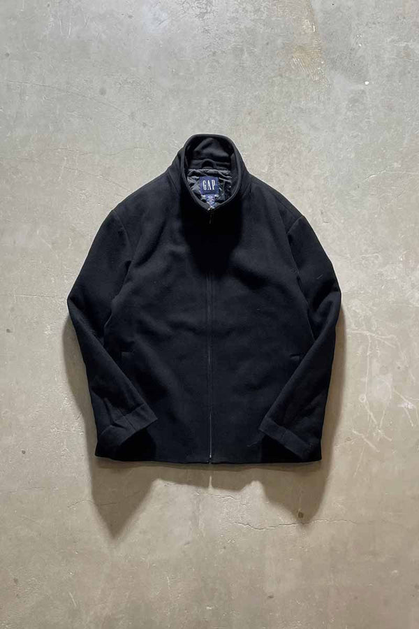 90'S ZIP UP WOOL JACKET W/QUILTING LINER / BLACK [SIZE: L USED]
