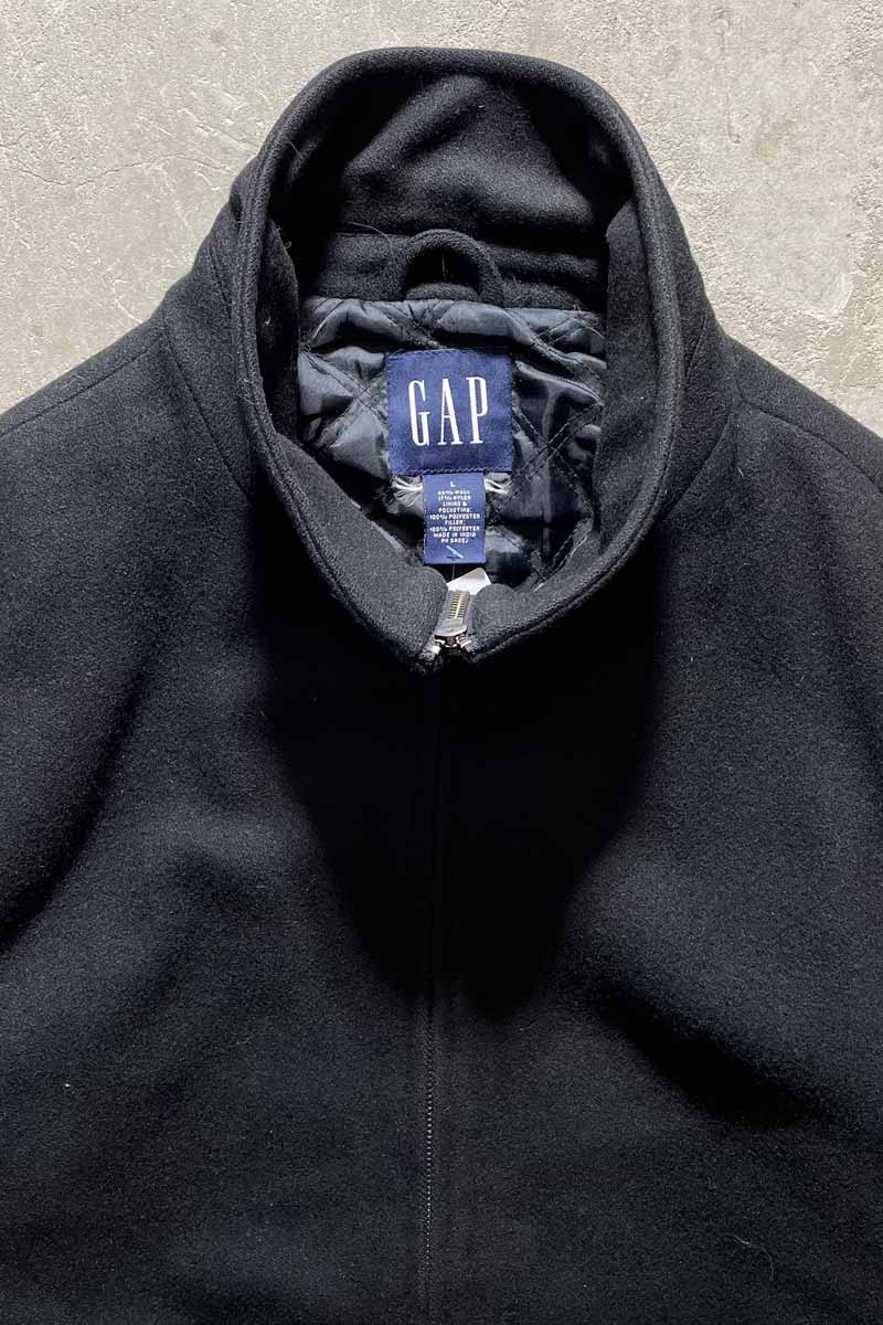 90'S ZIP UP WOOL JACKET W/QUILTING LINER / BLACK [SIZE: L USED]