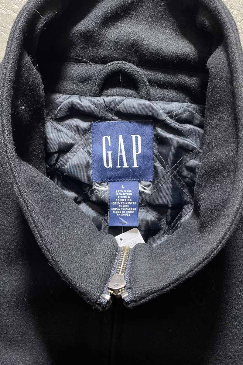 90'S ZIP UP WOOL JACKET W/QUILTING LINER / BLACK [SIZE: L USED]