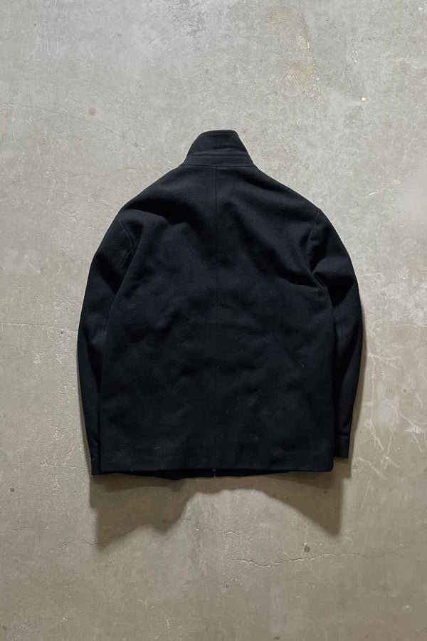 90'S ZIP UP WOOL JACKET W/QUILTING LINER / BLACK [SIZE: L USED]