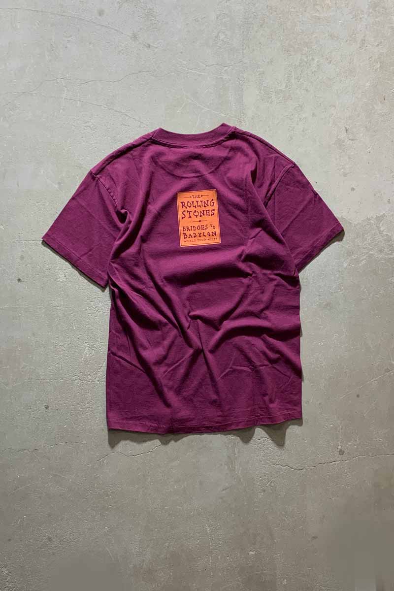 MADE IN USA 97-98'S ROLLING STONES BRIDGES TO BABYLON TOUR BAND T-SHIRT/ BURGUNDY [SIZE: L DEADSTOCK/NOS]