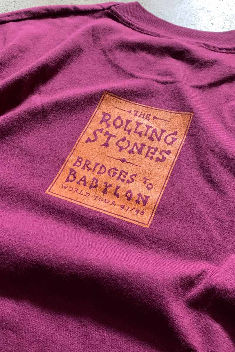 MADE IN USA 97-98'S ROLLING STONES BRIDGES TO BABYLON TOUR BAND T-SHIRT/ BURGUNDY [SIZE: L DEADSTOCK/NOS]