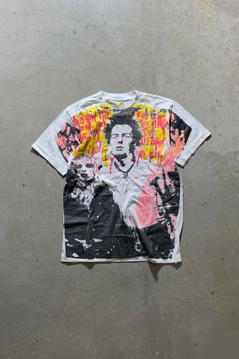 90'S SID&NANCY ALL PRINT MOVIE BAND T-SHIRT / WHITE [SIZE: XL USED]