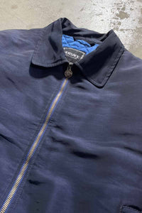 MADE IN ITALY 90'S ZIP UP NYLON JACKET W/QUILTING LINER / NAVY  [SIZE: M USED]