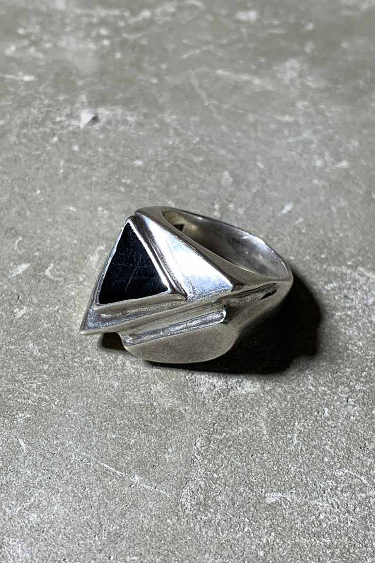 MADE IN MEXICO 925 SILVER RING W/ONYX [SIZE: 18号相当 USED]