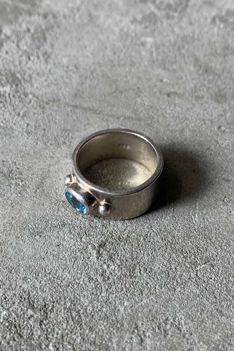 925 SILVER RING W/GLASS STONE [SIZE: 13号相当 USED]