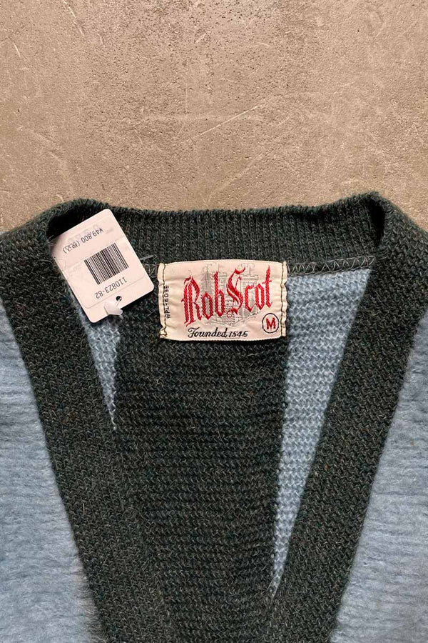 MADE IN USA 60'S STRIPE WOOL MOHAIR CARDIGAN / BLUE [SIZE: M USED]