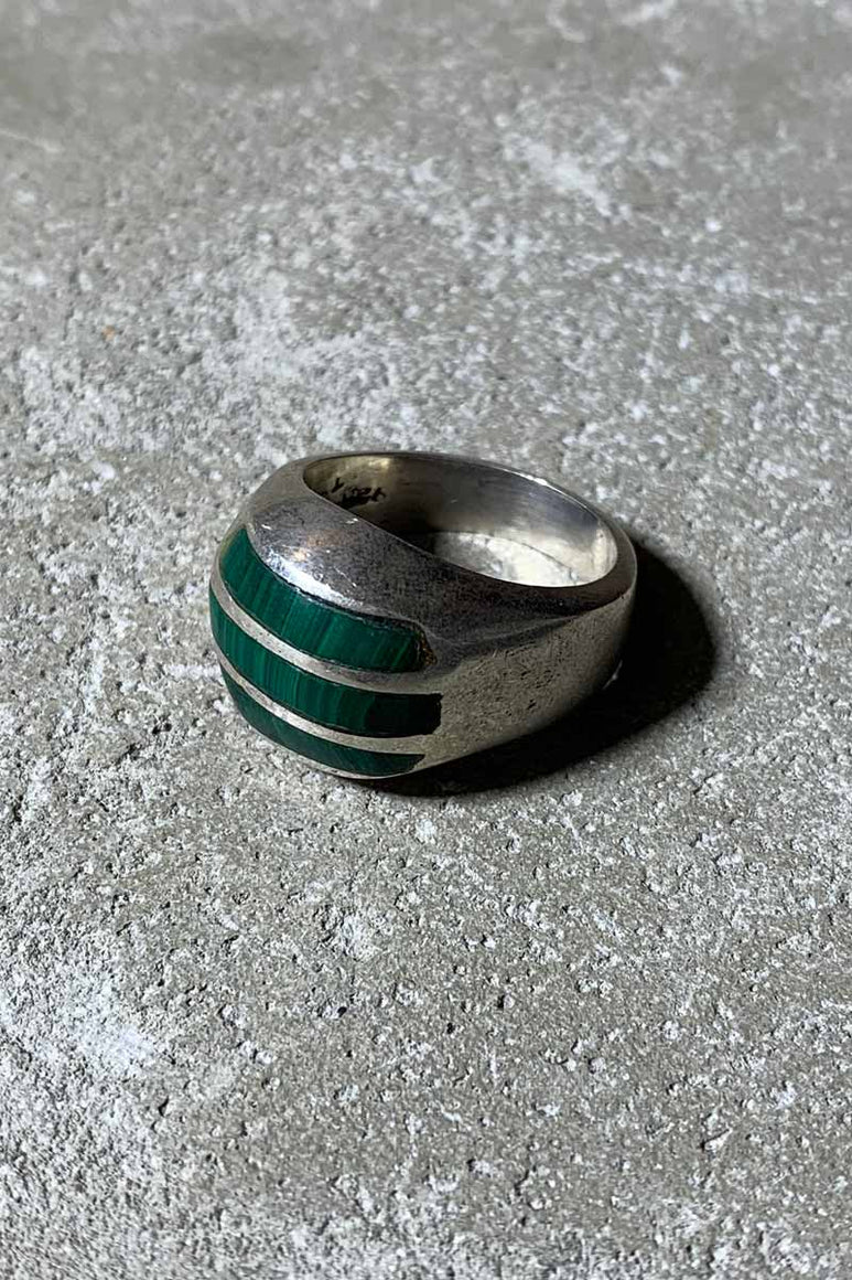 MADE IN MEXICO 925 SILVER RING W/MALACHITE [SIZE: 20号相当 USED]