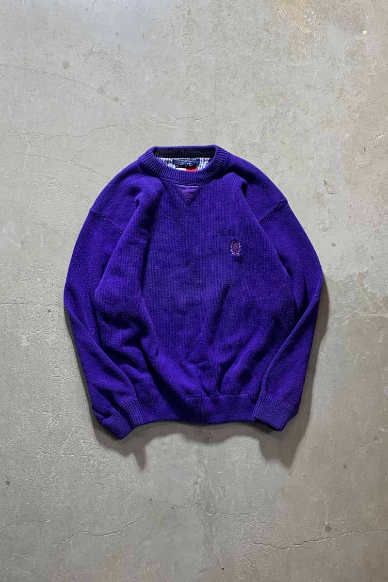 90'S COTTON KNIT SWEATER / PURPLE [SIZE: S USED]