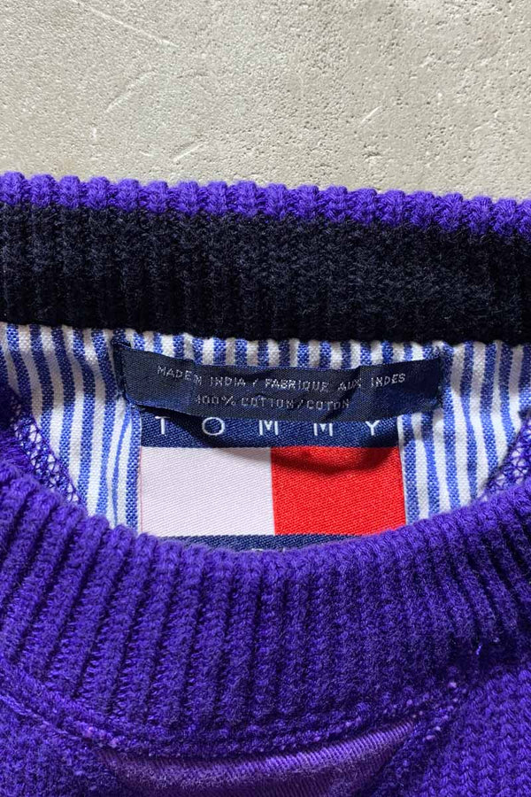 90'S COTTON KNIT SWEATER / PURPLE [SIZE: S USED]