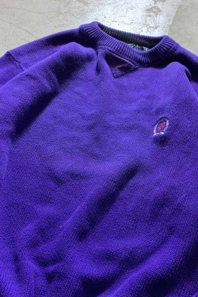 90'S COTTON KNIT SWEATER / PURPLE [SIZE: S USED]