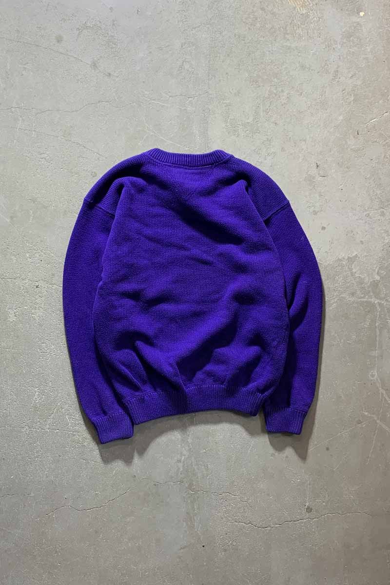 90'S COTTON KNIT SWEATER / PURPLE [SIZE: S USED]