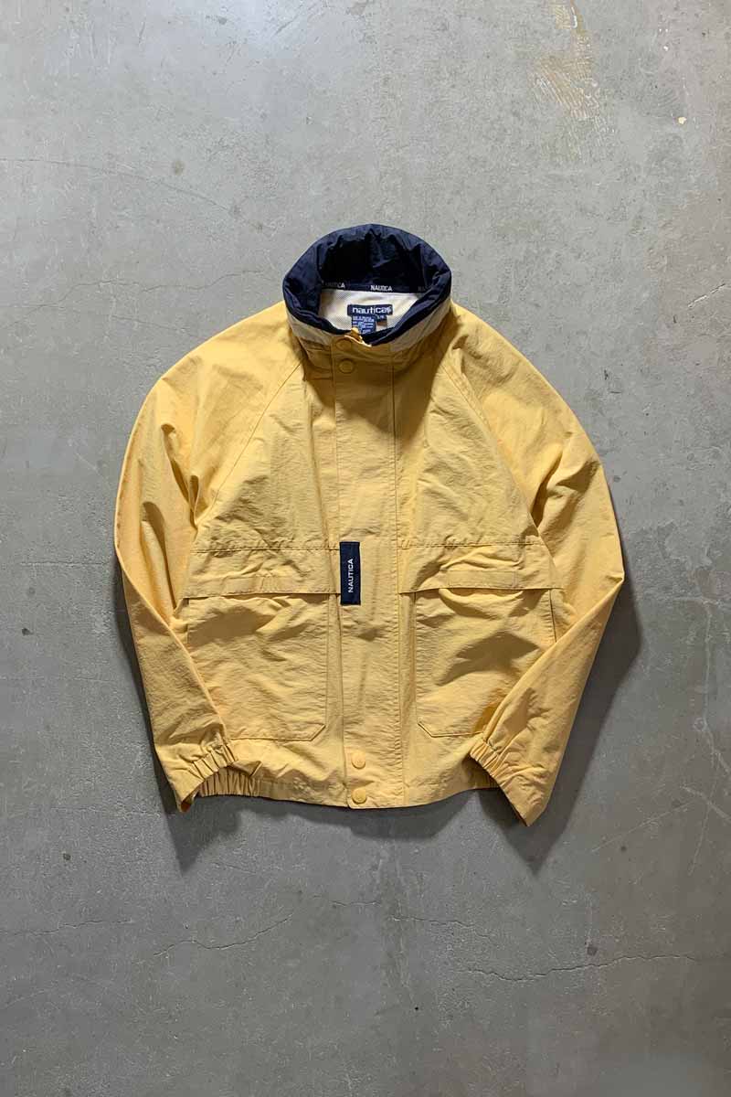 90'S NYLON SAILING JACKET / YELLOW [SIZE: L USED]