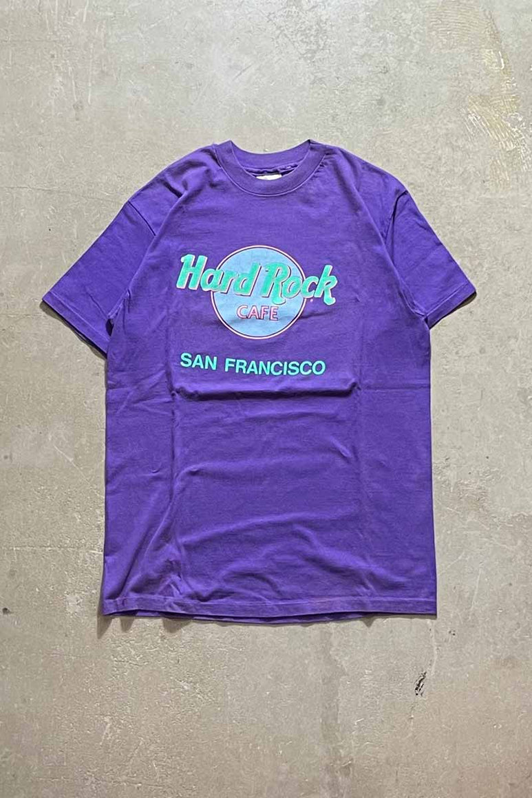 MADE IN USA 90'S S/S HARD ROCK SAN FRANCISCO PRINT T-SHIRT / PURPLE [SIZE: L USED]