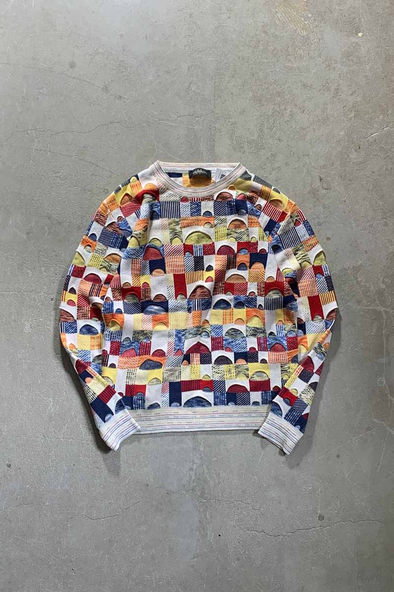 MADE IN ITALY DESIGN 3D KNIT SWEATER / MULTI [SIZE: L相当 USED]