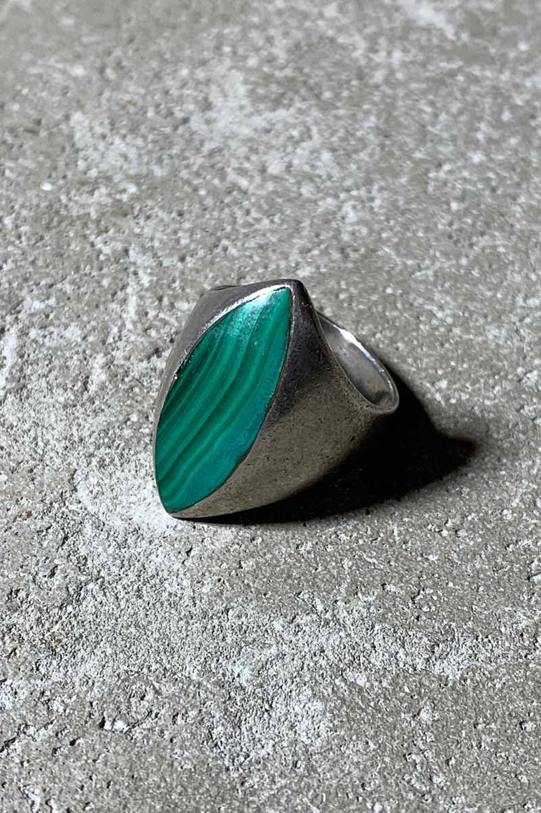 MADE IN MEXICO 925 SILVER RING W/MALACHITE [SIZE: 15号相当 USED]