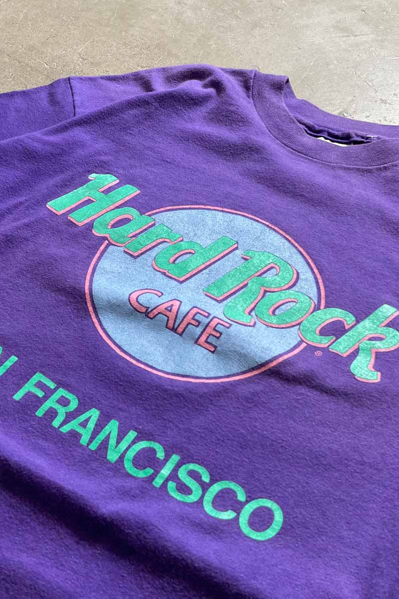 MADE IN USA 90'S S/S HARD ROCK SAN FRANCISCO PRINT T-SHIRT / PURPLE [SIZE: L USED]