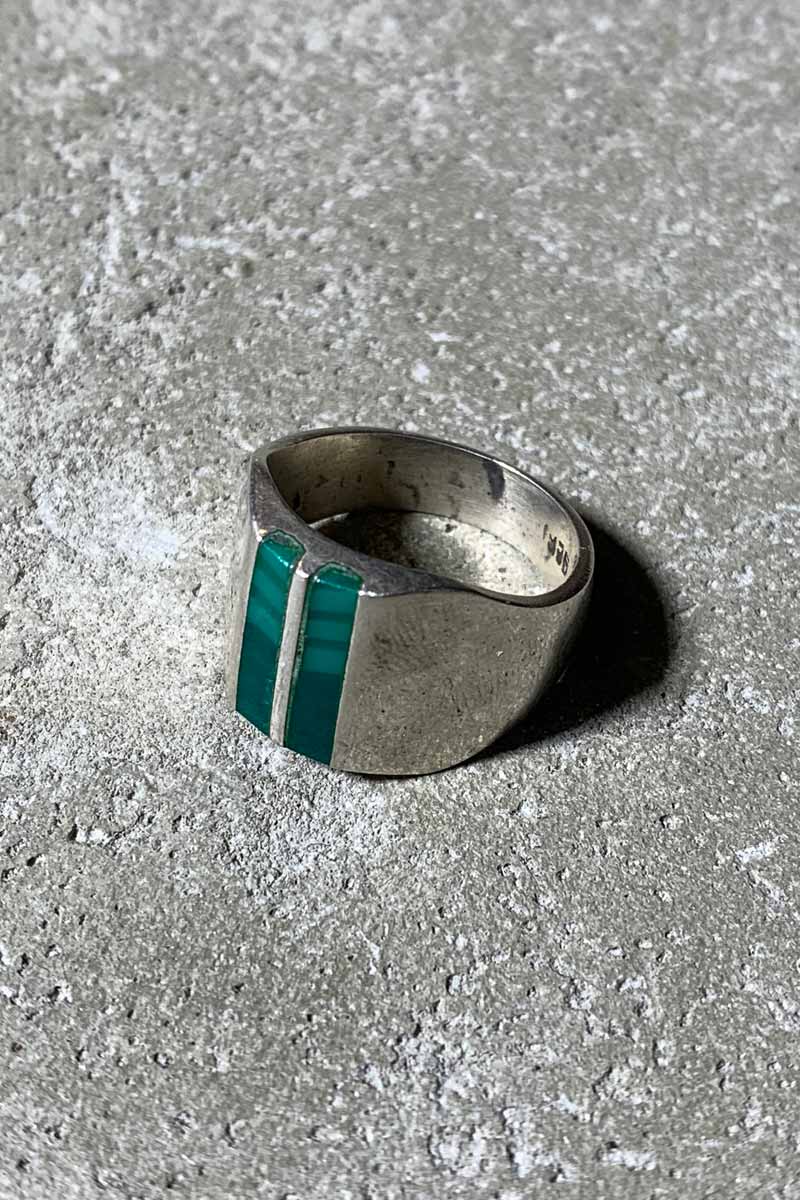 MADE IN MEXICO 925 SILVER RING W/MALACHITE [SIZE: 12.5号相当 USED]