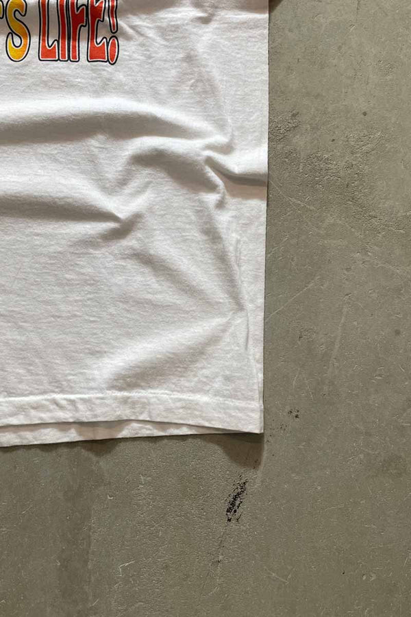 MADE IN USA 90'S S/S TIME SPEND FISHING MESSAGE T-SHIRT / WHITE [SIZE: XL USED]