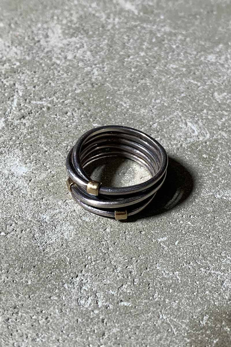 925 SILVER COIL RING W/14K GOLD [SIZE: 14.5号相当 USED]