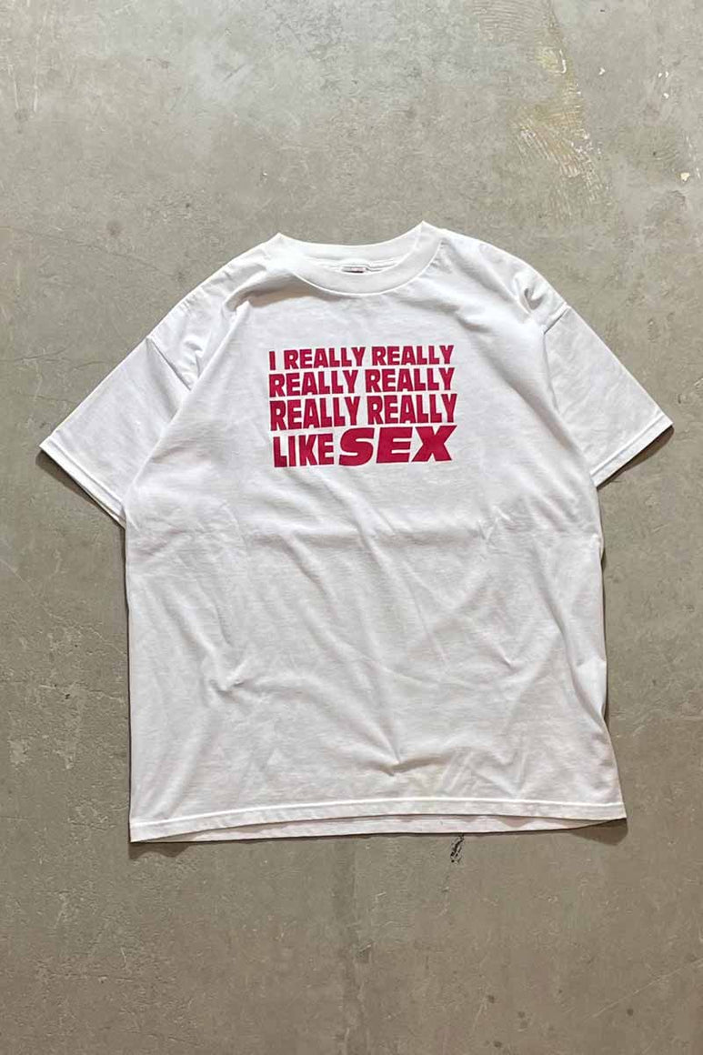 00'S S/S REALLY SEX PRINT MESSAGE T-SHIRT / WHITE [SIZE: XL DEADASTOCK/NOS]