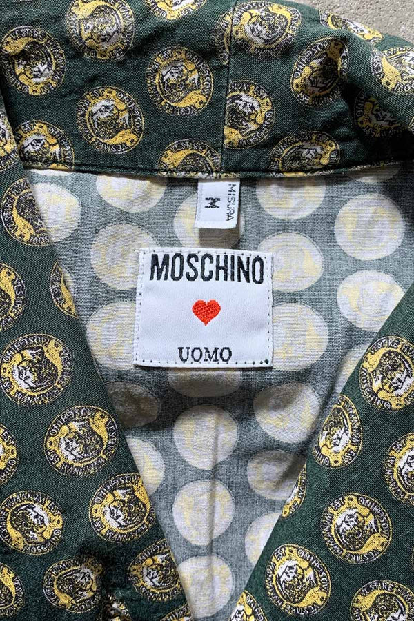 MADE IN ITALY 90'S L/S OPEN COLLAR SHIRT/ KHAKI  [SIZE: M USED]