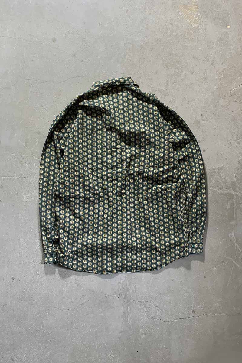 MADE IN ITALY 90'S L/S OPEN COLLAR SHIRT/ KHAKI  [SIZE: M USED]