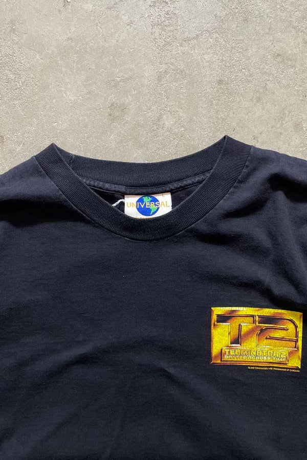 MADE IN USA 90'S TERMINATOR 2 BACK PRINT MOVIE T-SHIRT / BLACK [SIZE: L USED]