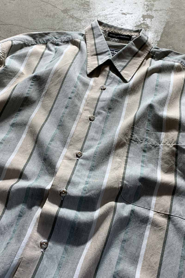 MADE IN USA 90'S S/S STRIPE SHIRT / MULTI [SIZE M USED]