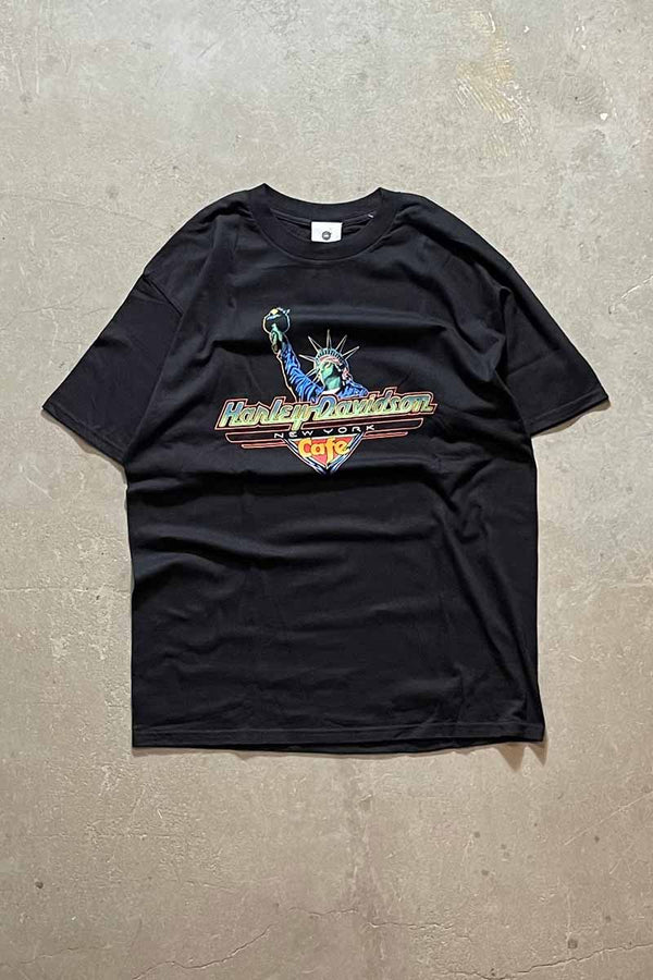 MADE IN USA 90'S S/S NEW YORK CAFÉ PRINT T-SHIRT / BLACK [SIZE: XL DEADSTOCK/NOS]