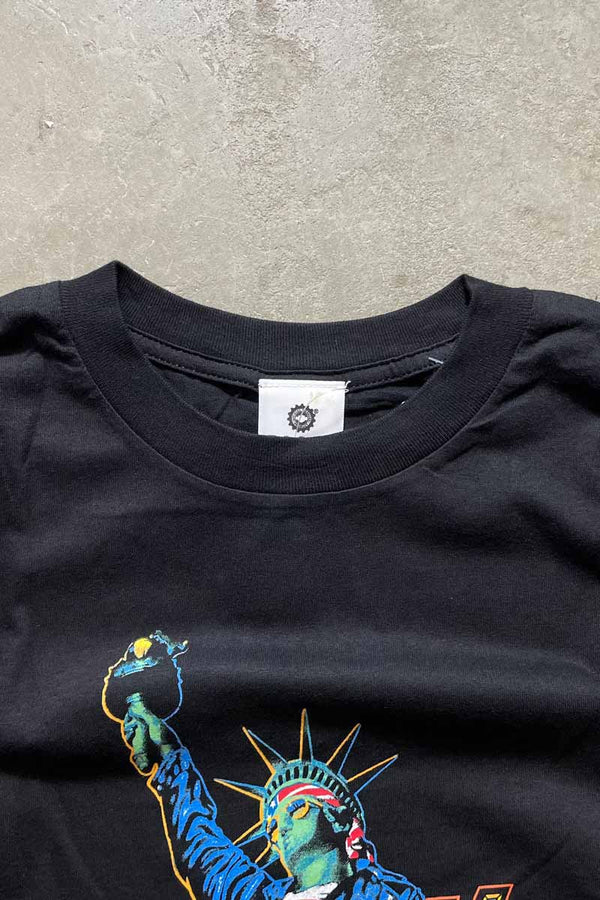 MADE IN USA 90'S S/S NEW YORK CAFÉ PRINT T-SHIRT / BLACK [SIZE: XL DEADSTOCK/NOS]