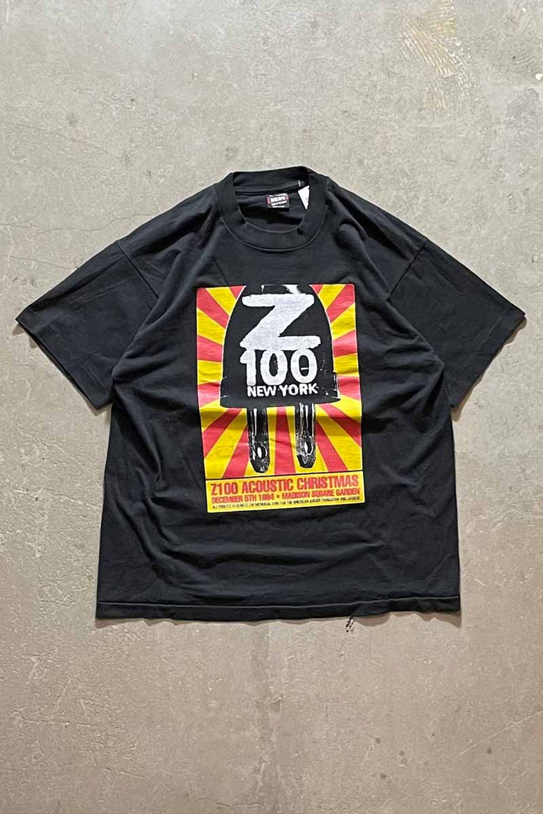 MADE IN USA 94'S S/S Z 100 NEW YORK MUSIC T-SHIRT / BLACK [SIZE: L USED]
