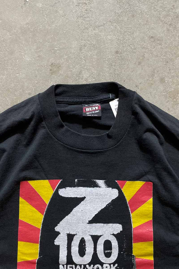 MADE IN USA 94'S S/S Z 100 NEW YORK MUSIC T-SHIRT / BLACK [SIZE: L USED]