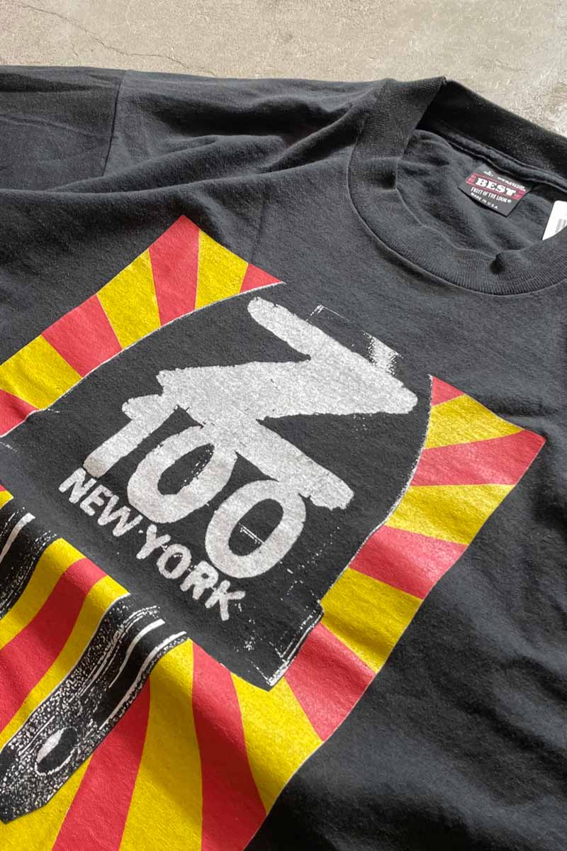 MADE IN USA 94'S S/S Z 100 NEW YORK MUSIC T-SHIRT / BLACK [SIZE: L USED]