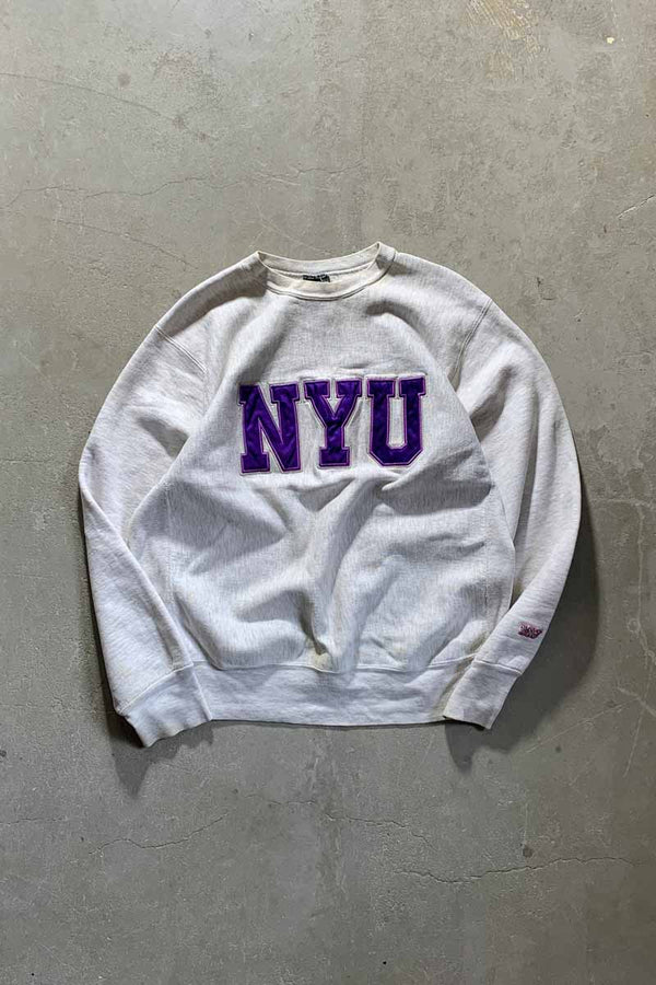 MADE IN USA 90'S NYU REVERSE WEAVE SWEATSHIRT / GRAY [SIZE: L USED]