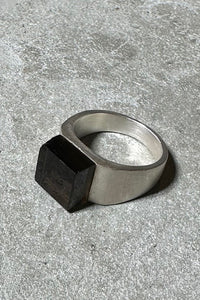 925 SILVER RING W/GLASS STONE / SILVER [SIZE: 13号相当 USED]