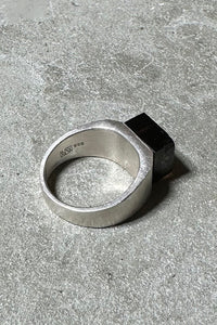 925 SILVER RING W/GLASS STONE / SILVER [SIZE: 13号相当 USED]