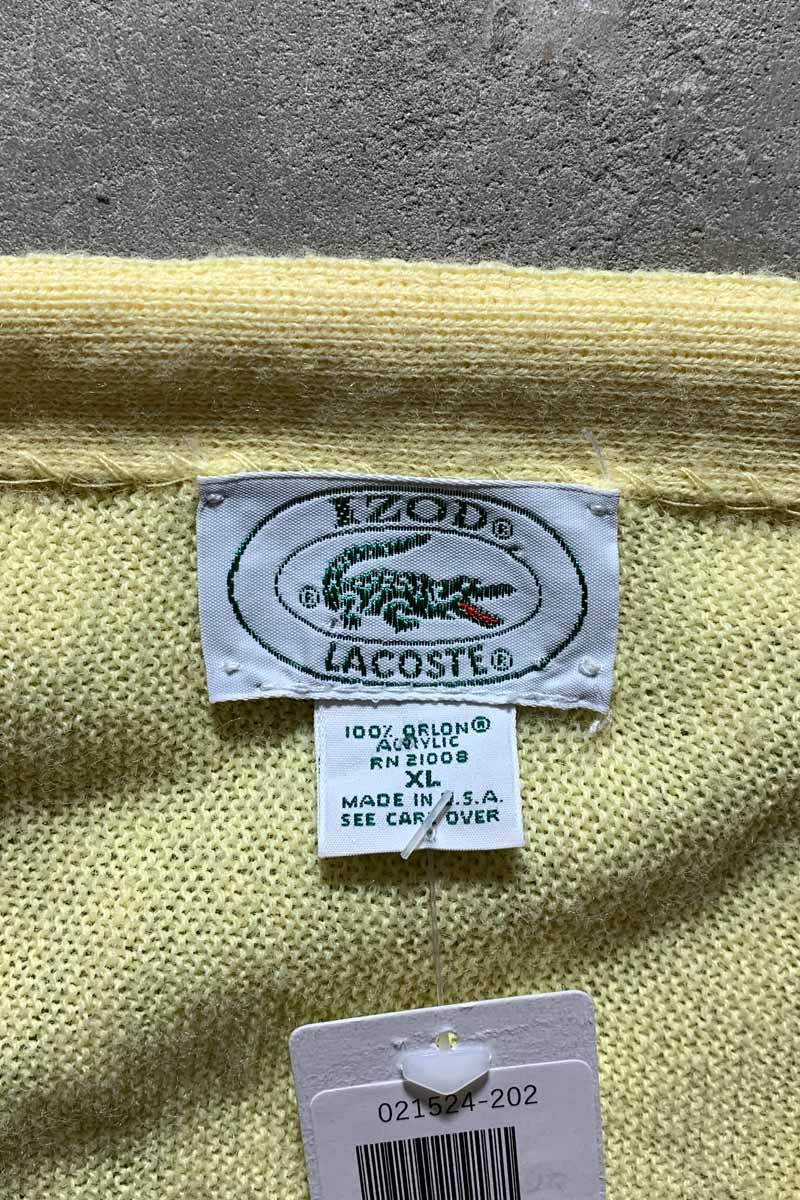MADE IN USA 80'S ACRYLIC KNIT CARDIGAN / YELLOW [SIZE: XL USED]