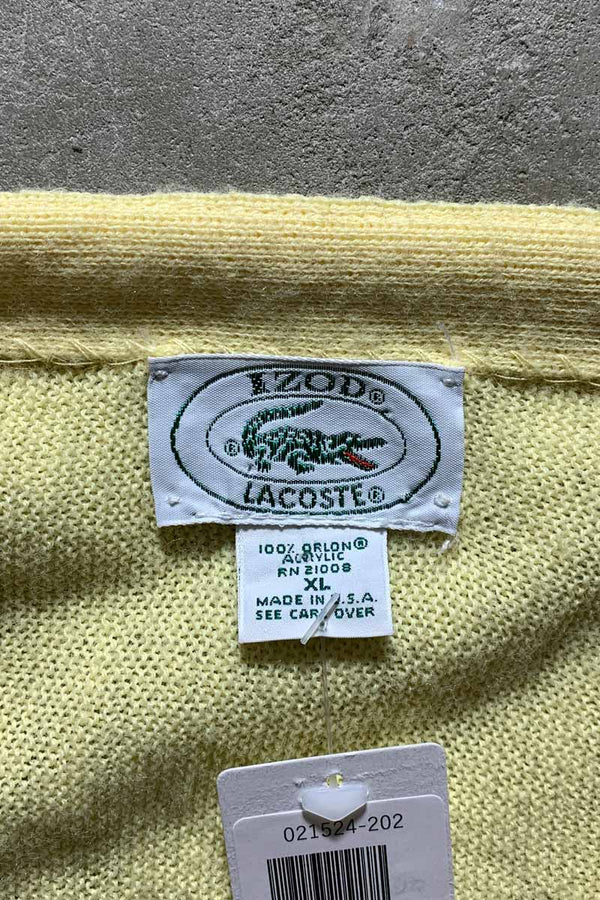 MADE IN USA 80'S ACRYLIC KNIT CARDIGAN / YELLOW [SIZE: XL USED]