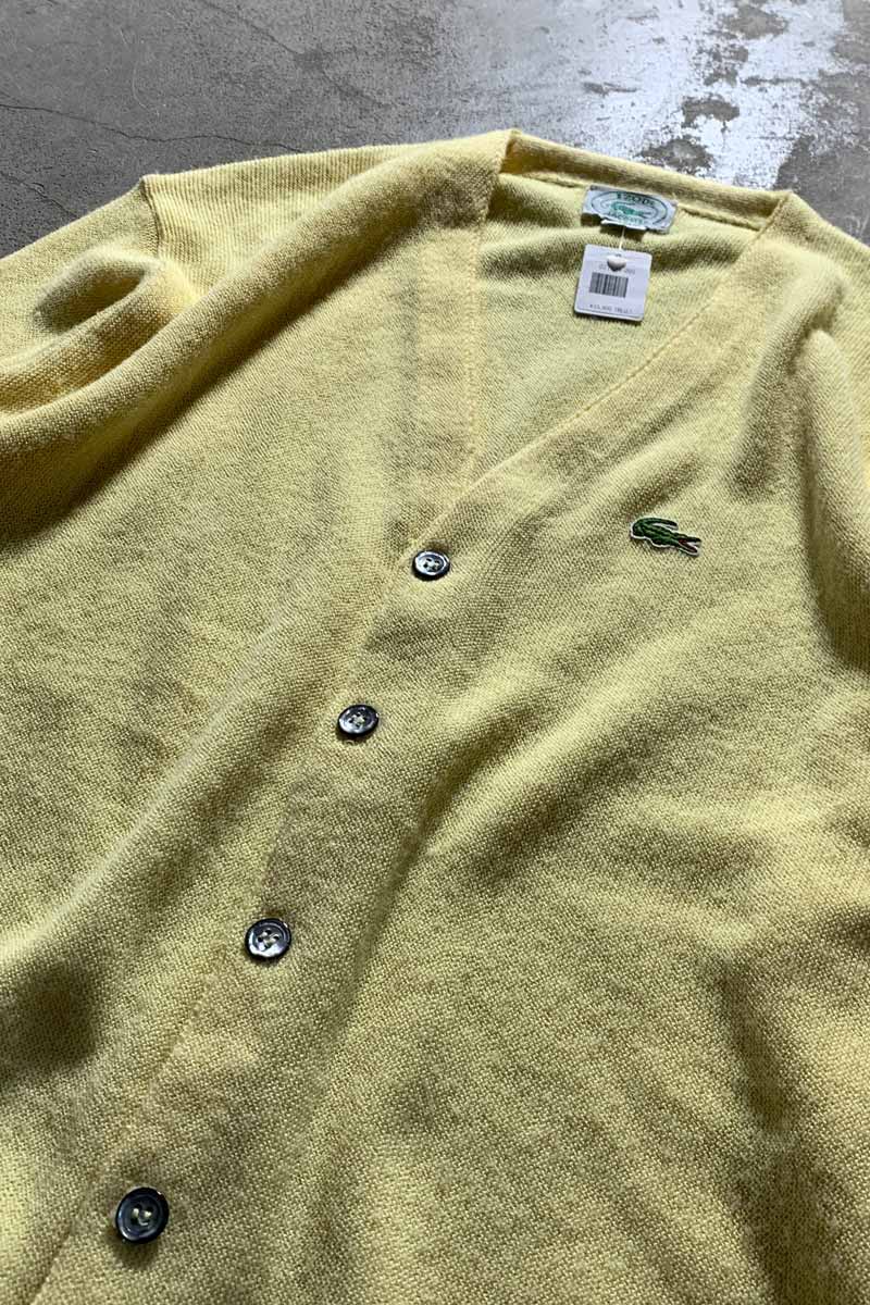 MADE IN USA 80'S ACRYLIC KNIT CARDIGAN / YELLOW [SIZE: XL USED]