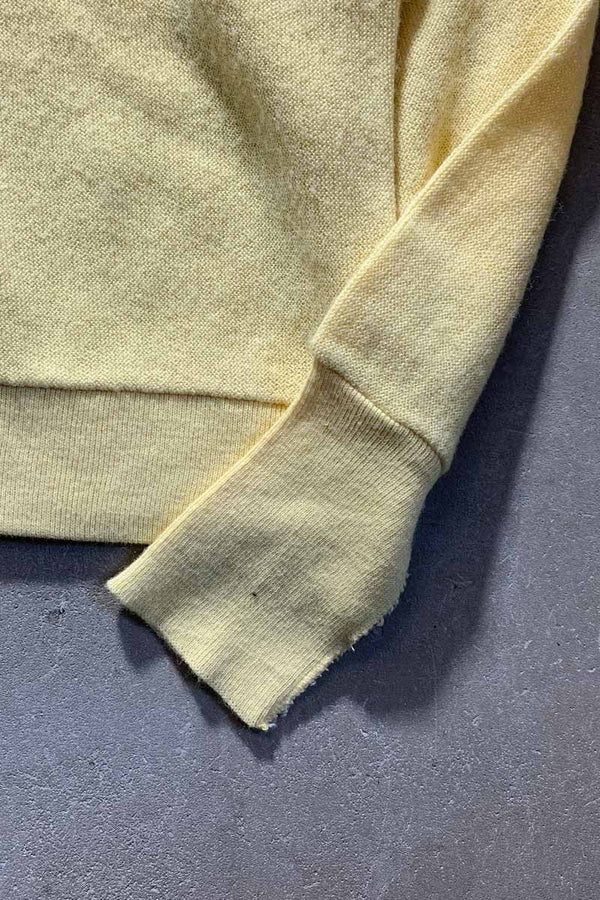 MADE IN USA 80'S ACRYLIC KNIT CARDIGAN / YELLOW [SIZE: XL USED]