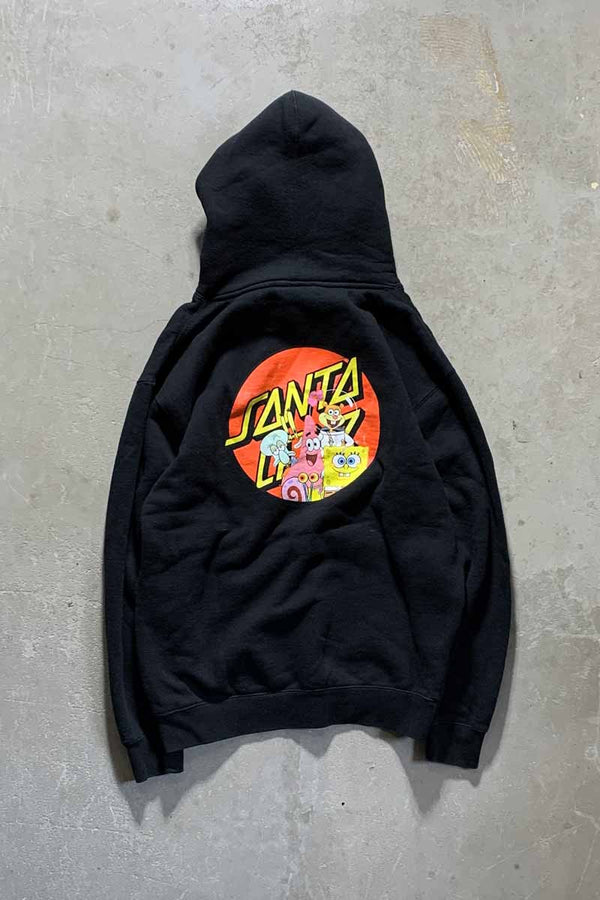 SPONGE BOB LOGO SWEAT HOODIE / BLACK [SIZE: M USED]
