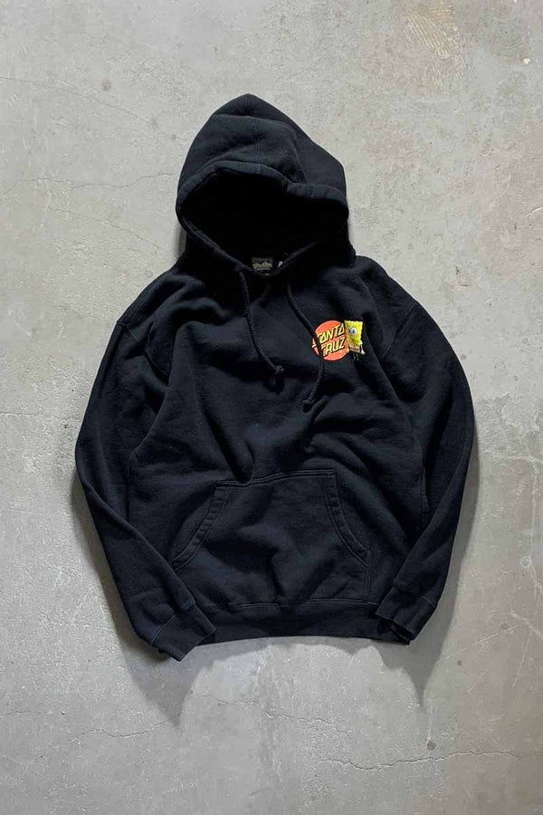 SPONGE BOB LOGO SWEAT HOODIE / BLACK [SIZE: M USED]